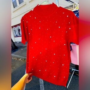 Red short sleeve knitwear